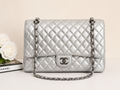 Large Quilted Travel Shoulder Bag – Silver