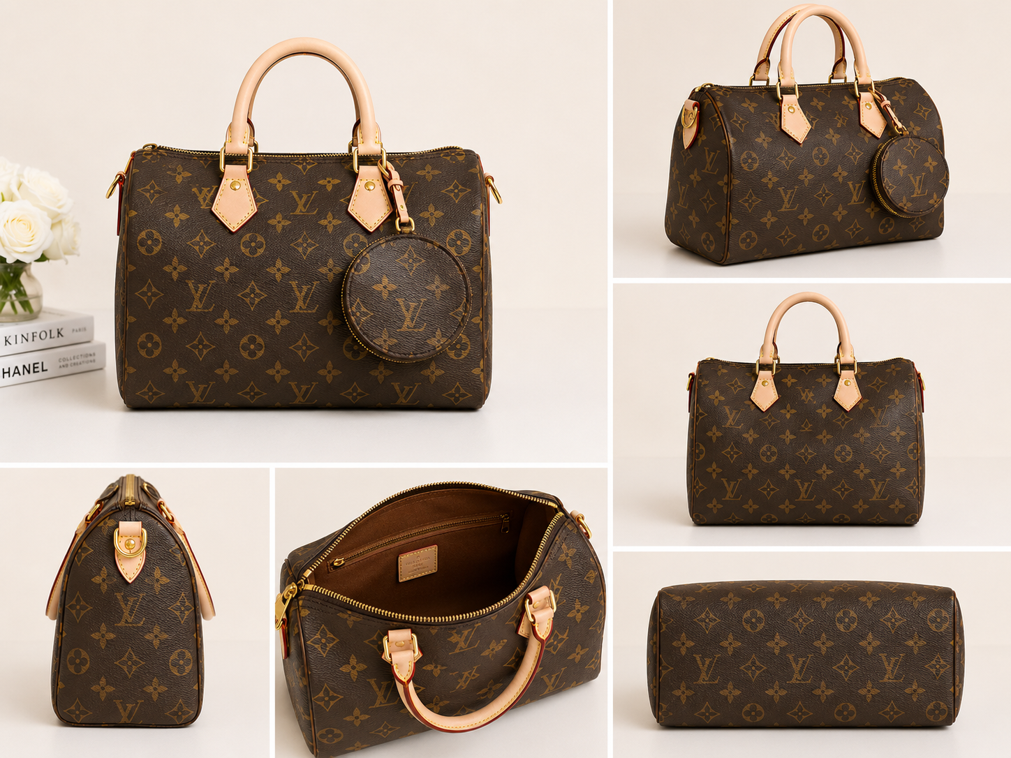Classic Monogram Satchel Bag with Coin Pouch
