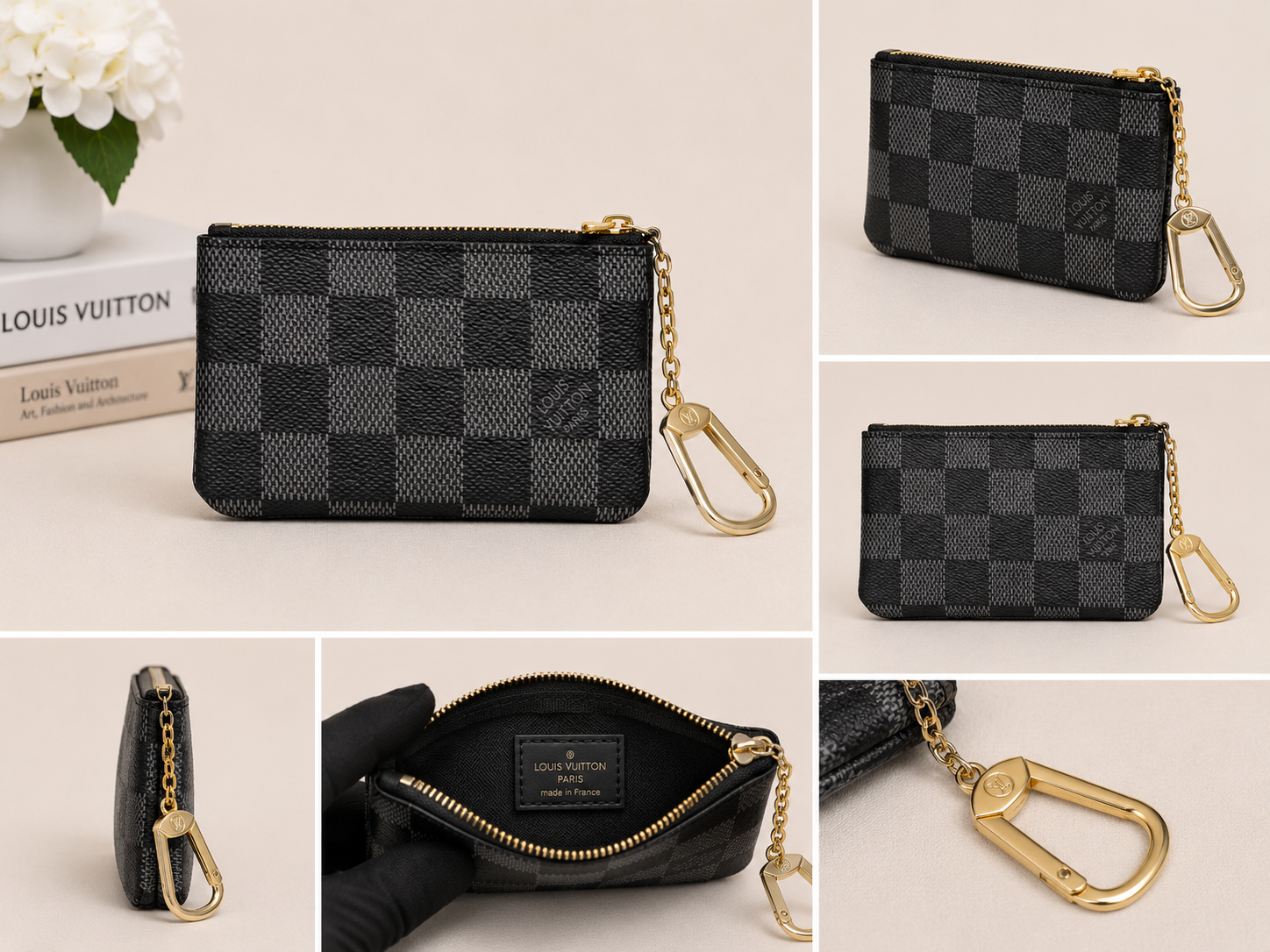 Midnight Checkered Key Pouch